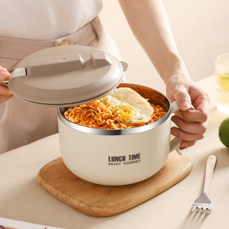 304 Stainless Steel Products With Lid, Drainable Instant Noodle Bowl, Student Thermal Lunch Box