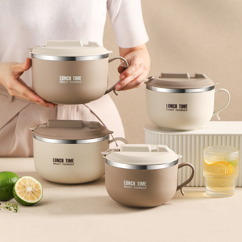 304 Stainless Steel Products With Lid, Drainable Instant Noodle Bowl, Student Thermal Lunch Box