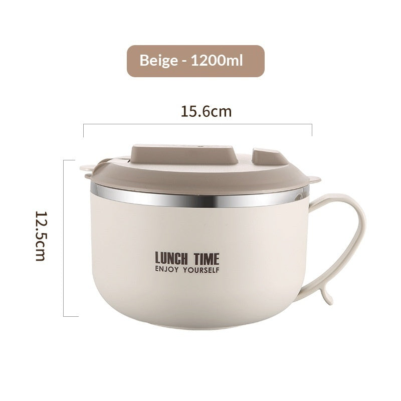 304 Stainless Steel Products With Lid, Drainable Instant Noodle Bowl, Student Thermal Lunch Box