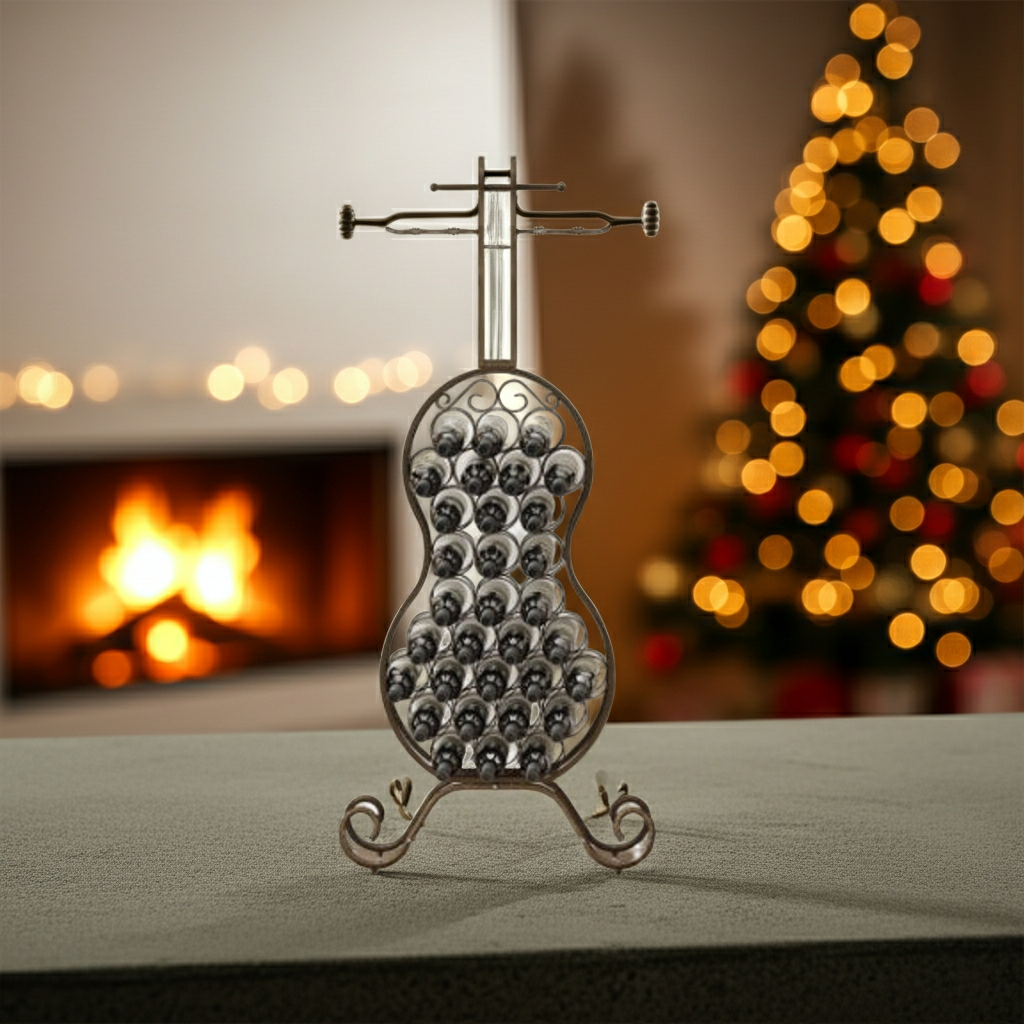 Cello Shape Wine Bakers Rack, Freestanding Wine Rack With Storage Bottle, Wine Storage Home Bar For Liquor And Wine, Organizer For Kitchen, Dining Room