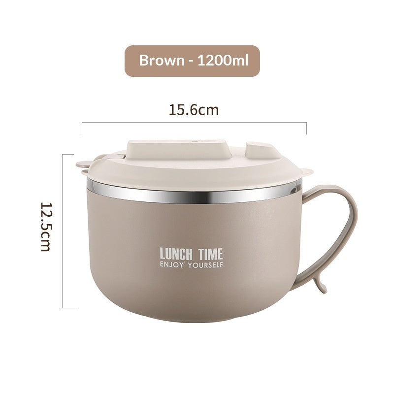 304 Stainless Steel Products With Lid, Drainable Instant Noodle Bowl, Student Thermal Lunch Box